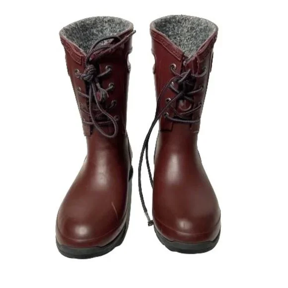 Bogs Women's Burgundy Red Amanda II Lace Insulated Waterproof Rain Boots Size 7 - Picture 5 of 9